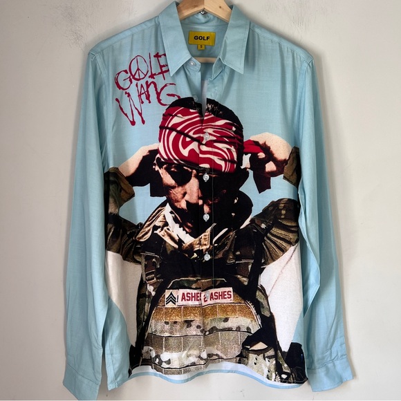 Golf Wang Other - Golf Wang Tyler Light Blue Graphic Ashes 2 Ashes Button Down Shirt Small